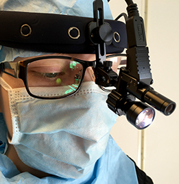 LooksCam worn on headband in use